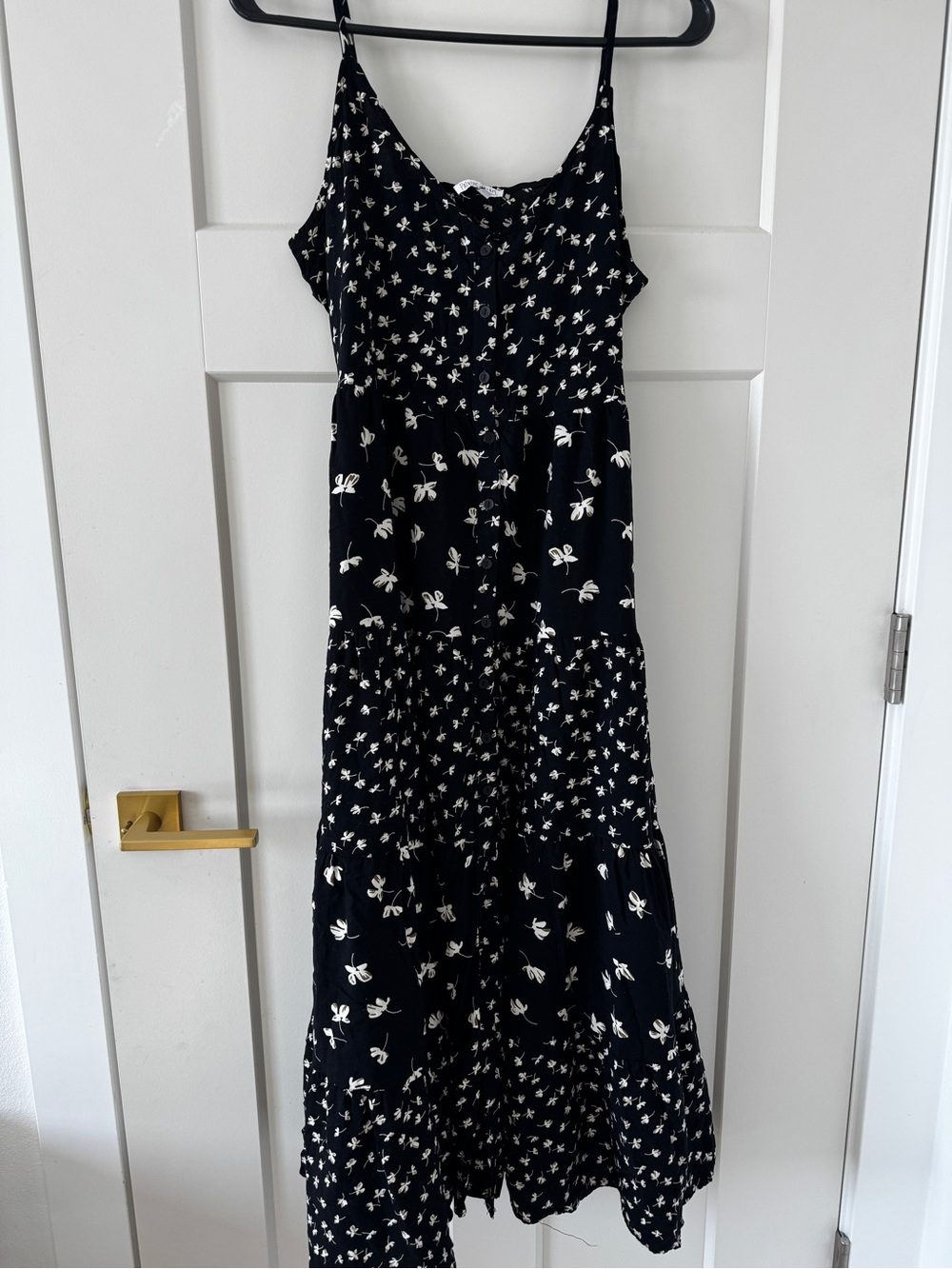 Black Floral Tiered Maxi Dress patrons of peace medium